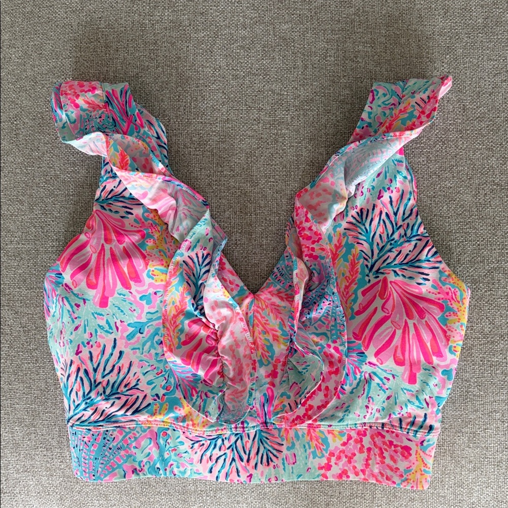 Lilly Pulitzer UPF 50+ Luxletic Sucre Ruffle Sports Bra